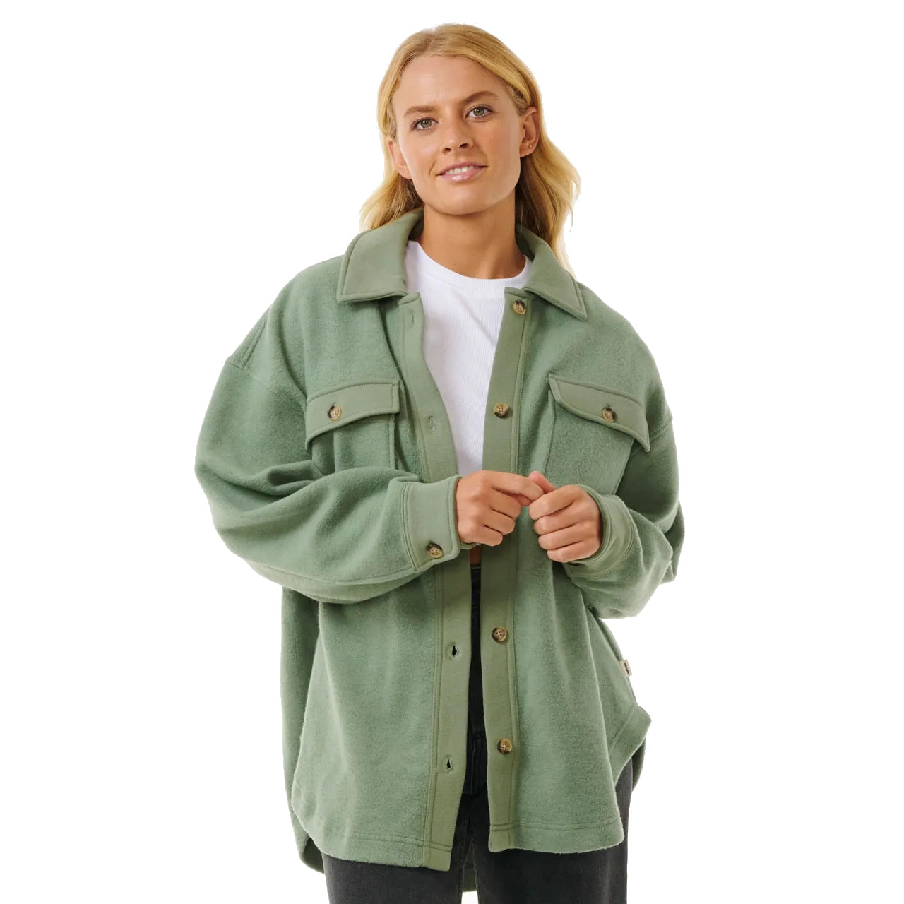 Rip Curl High Tide Fleece Shacket Casual Relaxed Blouse