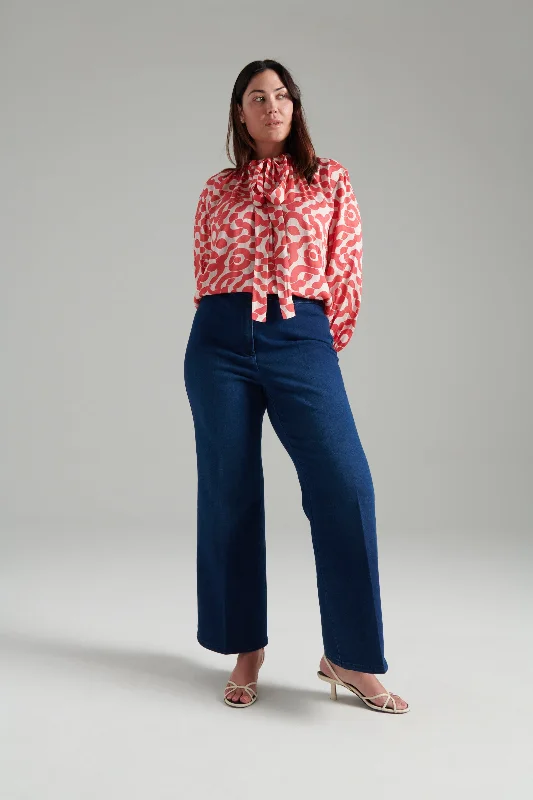Rosalyn Tunnel Bow Blouse—Graphic Print Floral Print Blouse