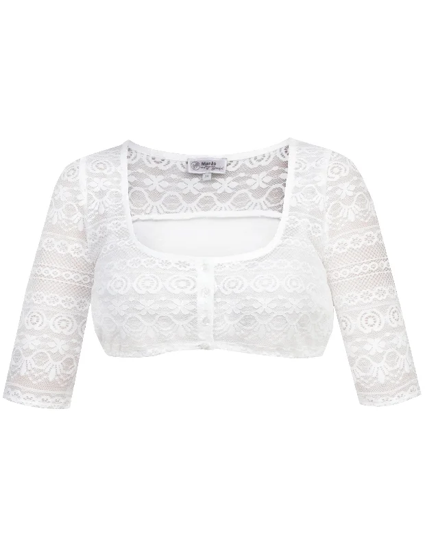 Scoop Neck Lace Dirndl Blouse Elegant Peplum Blouse