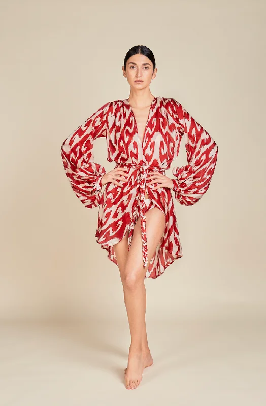 Silk Open Blouse Africa Rojo Loose Fit Blouse