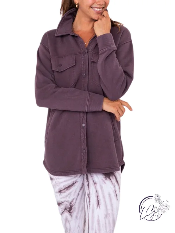 Snap-On Shacket with Pockets Casual Relaxed Blouse
