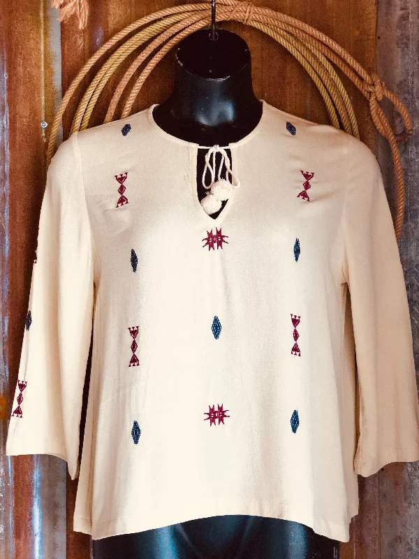 Stetson Ladies Embroidered Rayon Blouse Elegant Lace Blouse