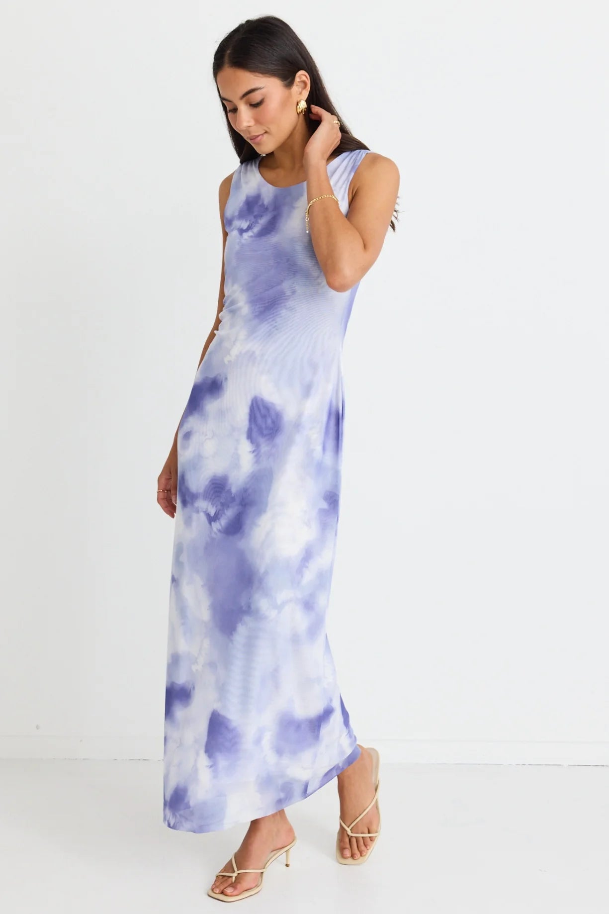 Stories Be Told - Rebel Sleeveless Mesh Maxi Dress - Lilac Fashionable Layered Maxi Dress