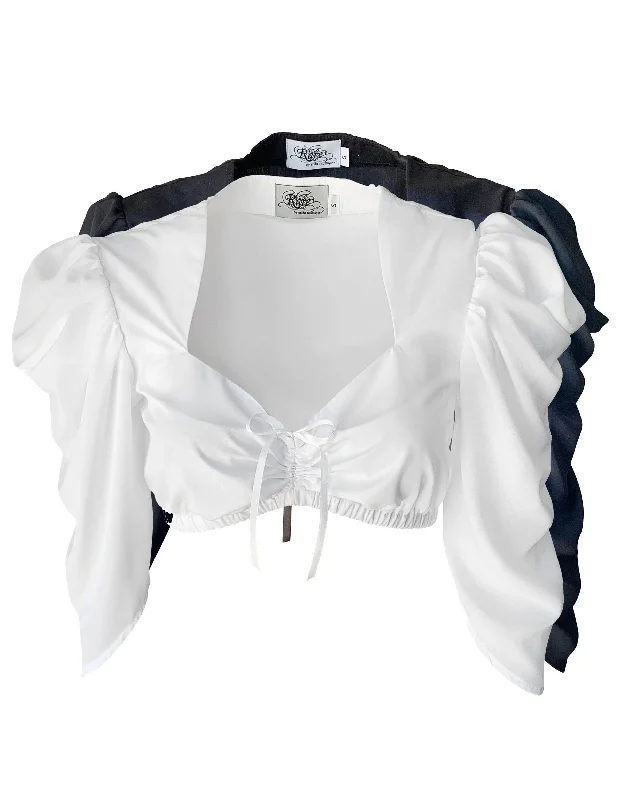 Sweetheart Blouse with Draped Sleeves Casual Relaxed Fit Blouse