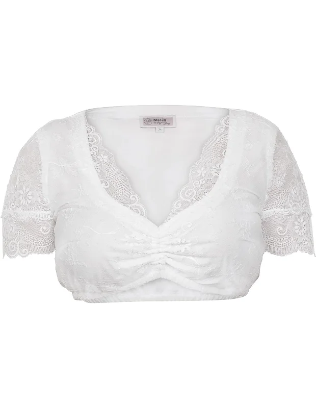Sweetheart Dirndl Blouse with Lace Overlay Off-Shoulder Wrap Blouse
