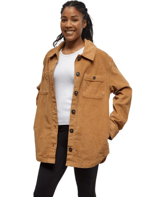 Ten Tree W EcoStretch Corduroy Shacket Ruffled Neck Blouse