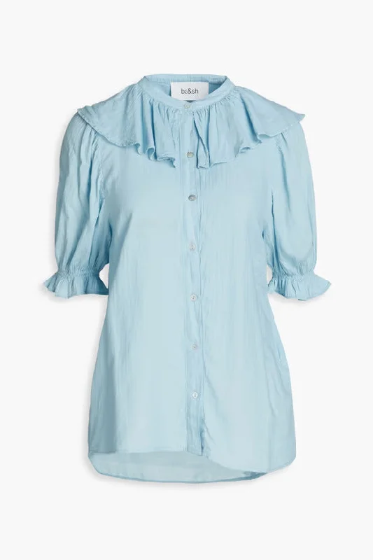BA&SH Tamaris ruffle-trimmed cotton-twill blouse Wrap Front Blouse