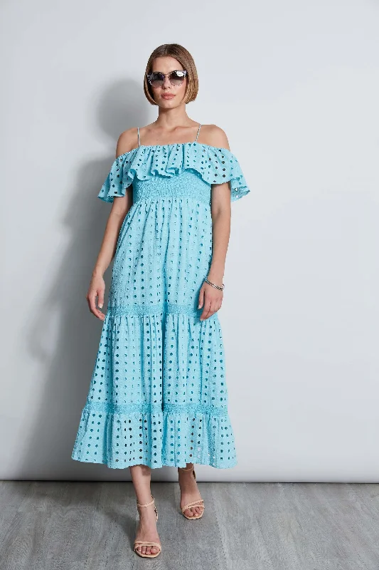 T-Tahari Eyelet Maxi Dress Trendy Floral Print Maxi Dress