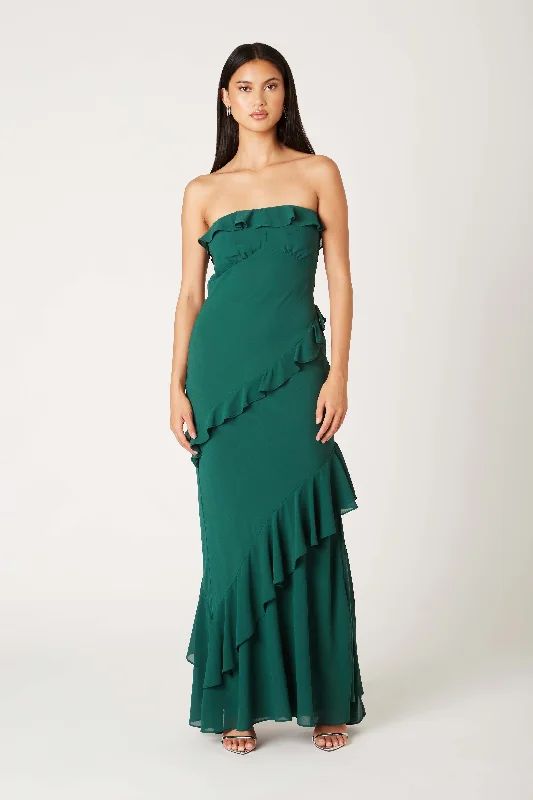 Tiered Ruffle Strapless Maxi Dress Elegant Lace Maxi Dress