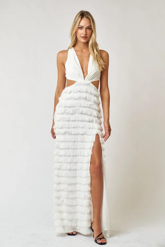 When In Tulum White Tiered Maxi Dress Comfortable Bohemian Maxi Dress