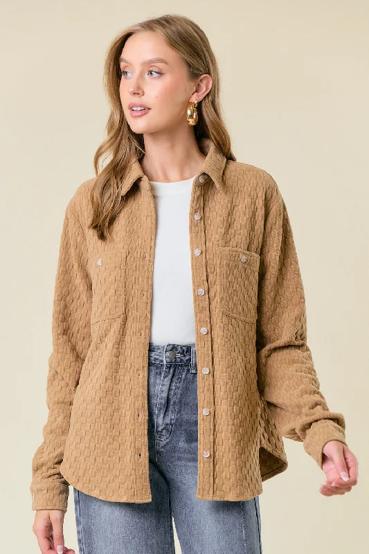 Wonderful Soul Fleece Shacket Floral Print Blouse
