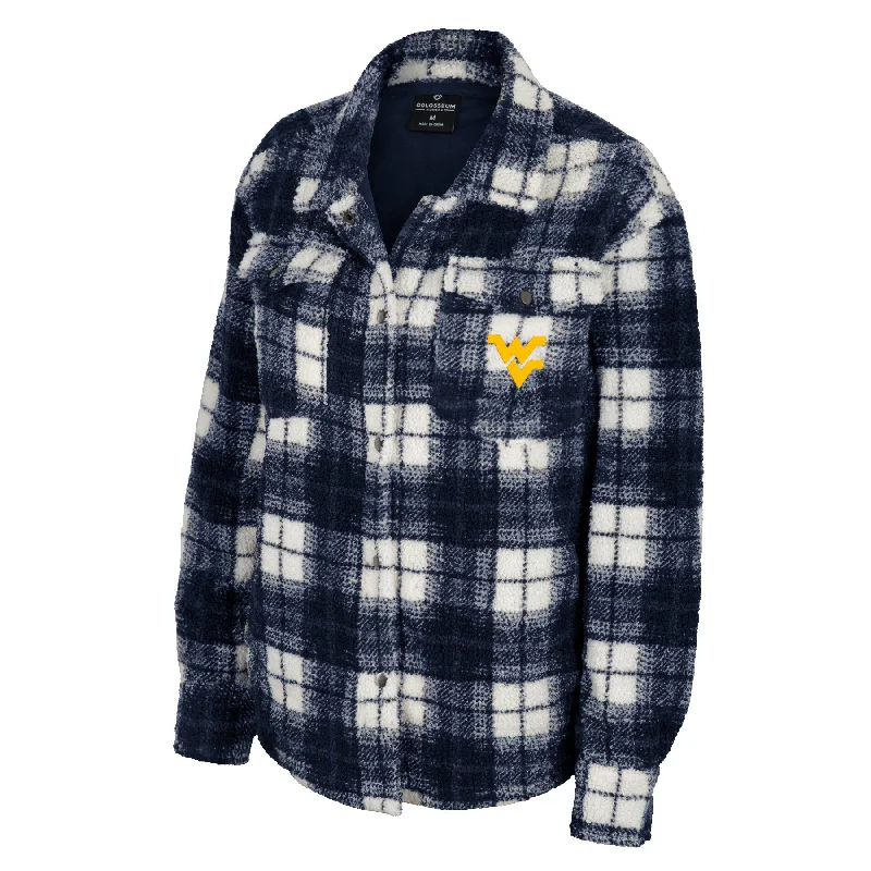 WVU Womens You Want To Hug Me Shacket Vintage Polka Blouse