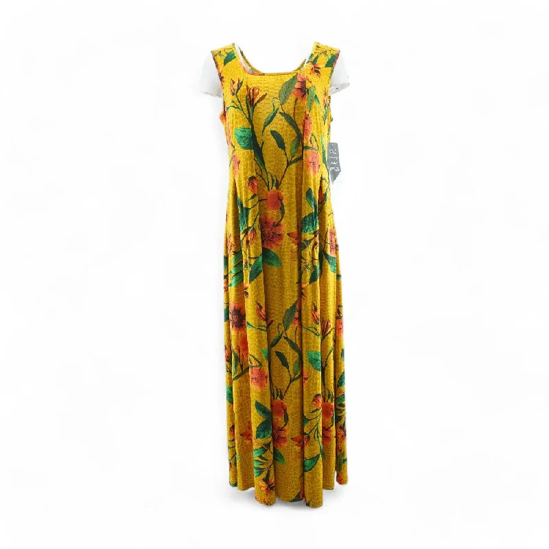 Yellow Floral Maxi Dress Comfortable T-Shirt Maxi Dress