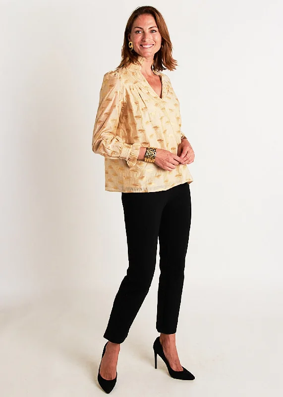 Aspen Blouse - Gold Brush Asymmetric Hem Blouse