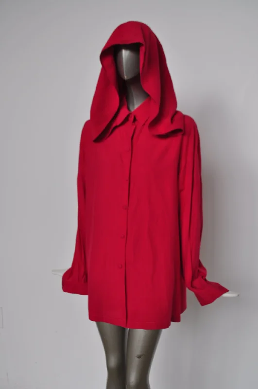 Claude Montana hooded Blouse 80s Oversized Silk Blouse