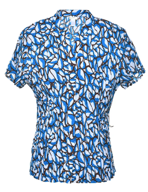 Patterned Smocked Blouse - M Versatile Layering Blouse