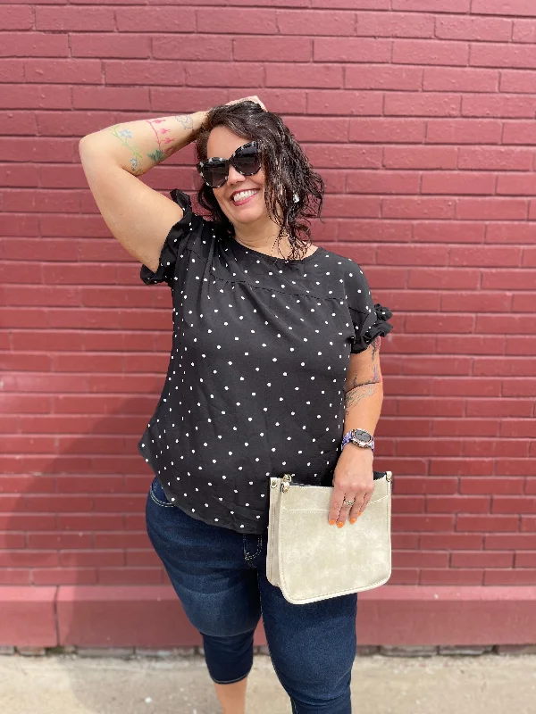 Ruffle Sleeve Polka Dot Blouse Boho Chic Blouse