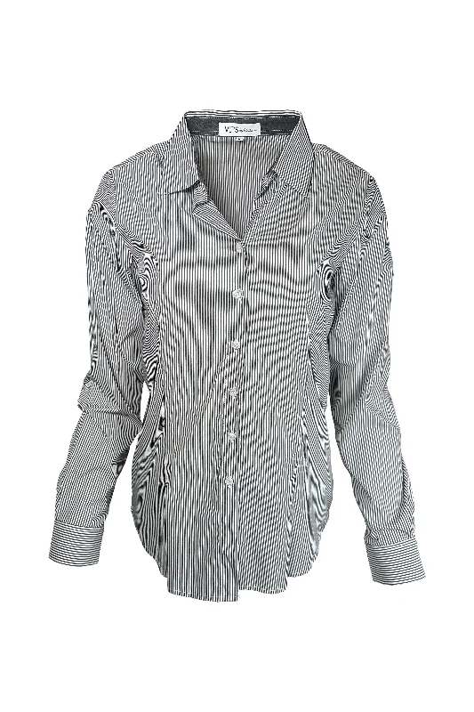 VLT'S by Valentina's Basic Blouse 902/R | White/Black Stripe Subtle Shimmer Blouse