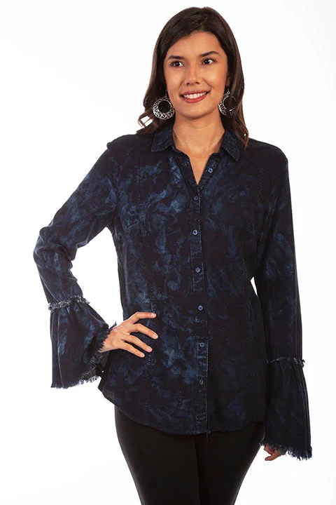 Washed Tie Dye Blouse Elegant Silk Blouse