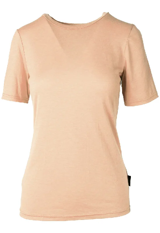 185 Women's Merino Short Sleeve T-Shirt Day By Day - Beige Fleece Nylon Spandex