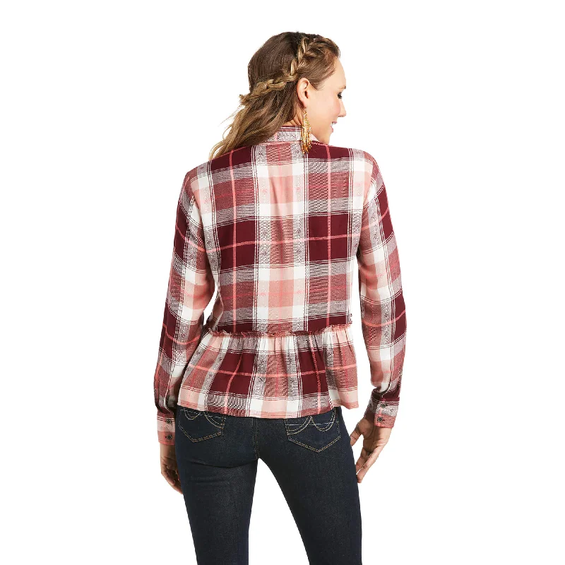 Ariat Ladies Peplulm Ford Western Shirt - Multi Polka Dot Checkered Tartan