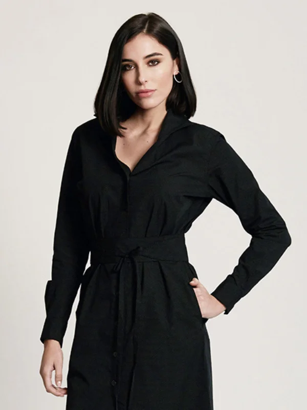 SHIRT DRESS: BLACK DIAMOND Cashmere Blend Cotton Blend Poly Blend