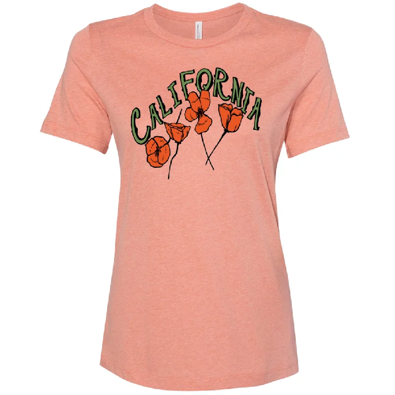 California Poppies Women's Relaxed Jersey Tee Fashionable Trendy Casual