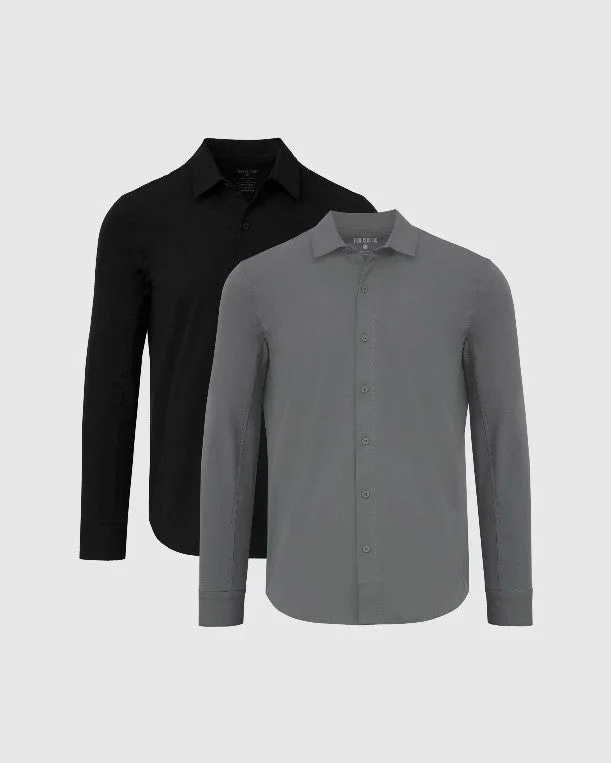 Carbon & Black Commuter Long Sleeve Shirt 2-Pack Elegant Classic Vintage