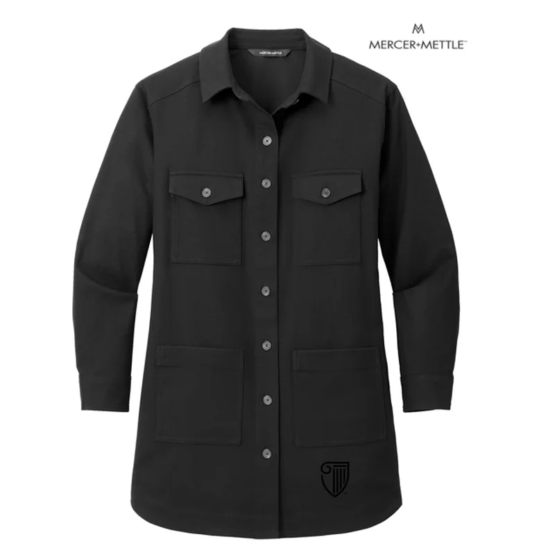 NEW STRAYER Mercer+Mettle™ Women’s Long Sleeve Twill Overshirt - Deep Black Fashionable Trendy Casual