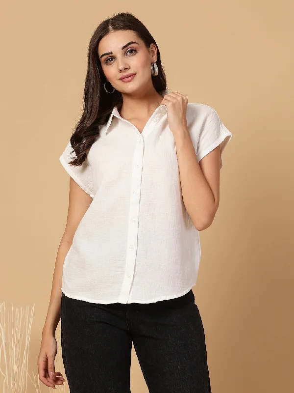 SMERA MART Cotton Casual Sleeveless Stylish shirts for Women Zippered Front Buttoned Front Snap Front