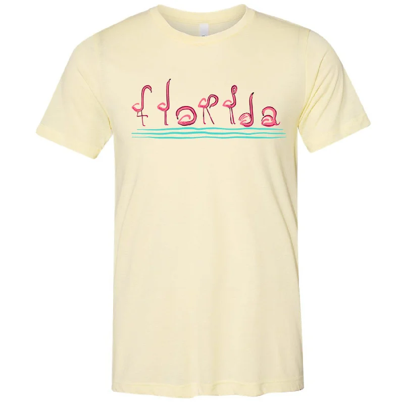 Curvy Flamingos Florida Tee Ribbed Striped Patterned