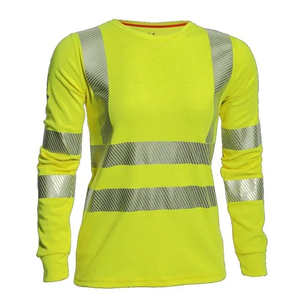 DRIFIRE FR HI-VIS WOMEN'S LONG SLEEVE T-SHIRT Handmade Hand-knitted Hand-woven