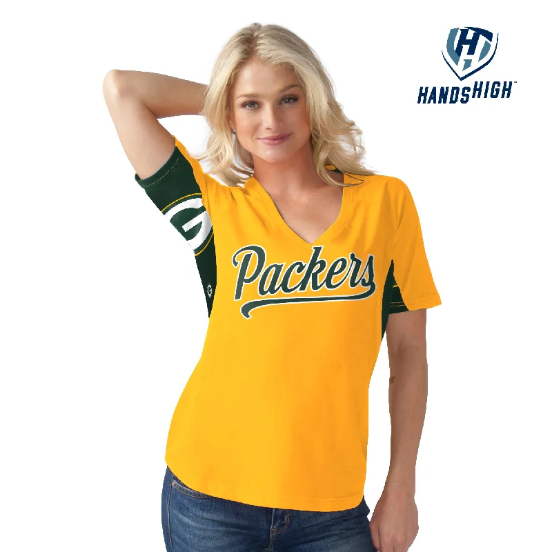 Green Bay Packers Hands High On The Board Women's Shirt Seamless Knitted Crochet