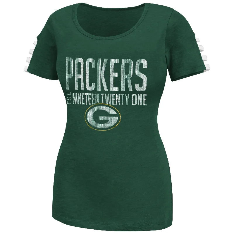 Green Bay Packers Shoulder Laces Women's Tee Boxy Fit Fitted Loose