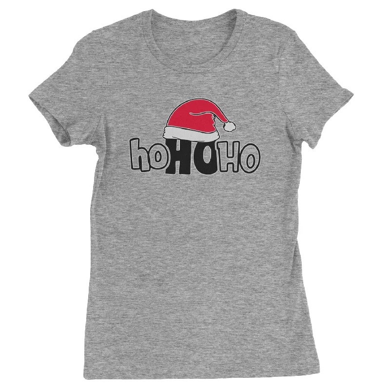 Ho Ho Ho Santa Christmas Hat  Womens T-shirt Fashionable Trendy Casual