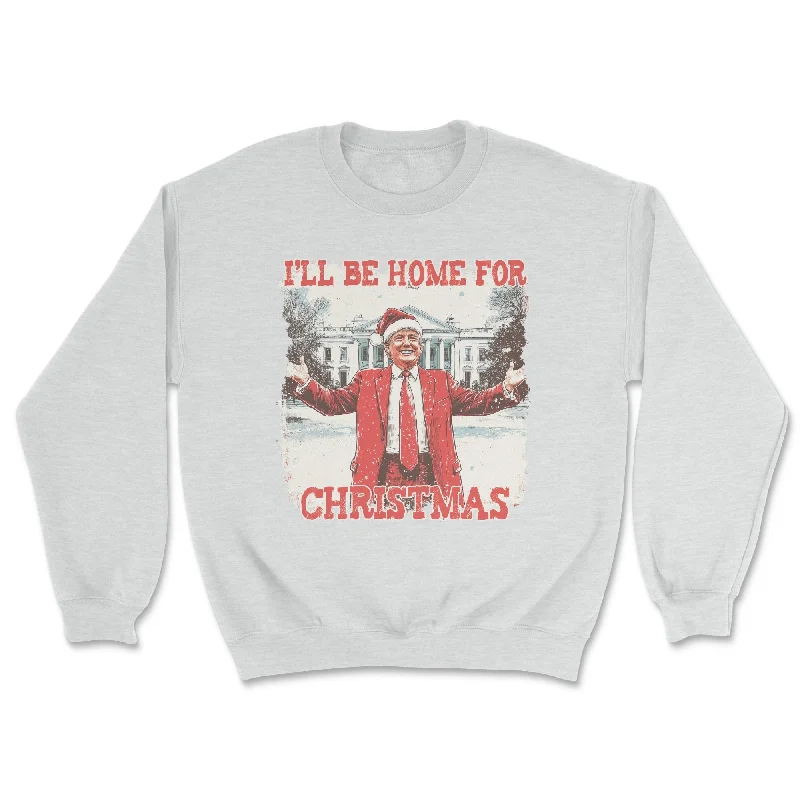 Home For Christmas Trump Sweatshirt Houndstooth Herringbone Solid