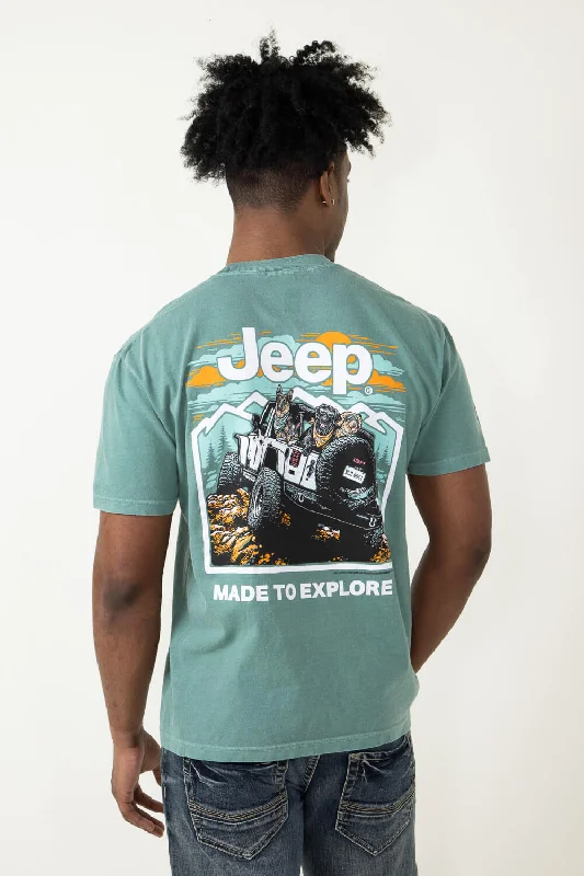 Jeep Off Road Trip T-Shirt in Green | 3772-GREEN Spandex Blend Rayon Blend Denim Blend