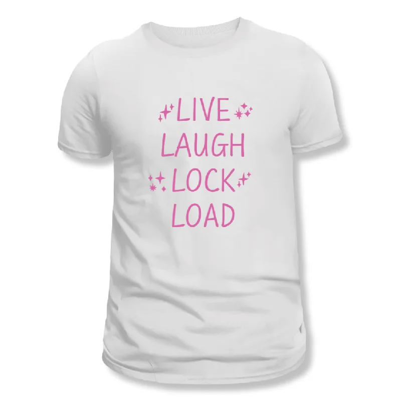 Live Laugh Lock Load T-Shirt V-Neck T-Shirt Long Sleeve Cotton