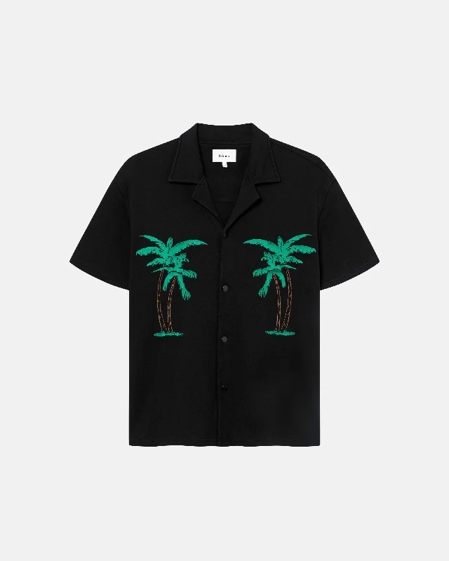 Long Beach Shirt Black Solid Print Embellished