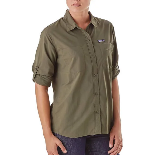 Patagonia Women's Long Sleeve Anchor Bay Lightweight Quick Dry Travel Shirt 40 UPF Rayon Fabric Velvet Fabric Corduroy Fabric