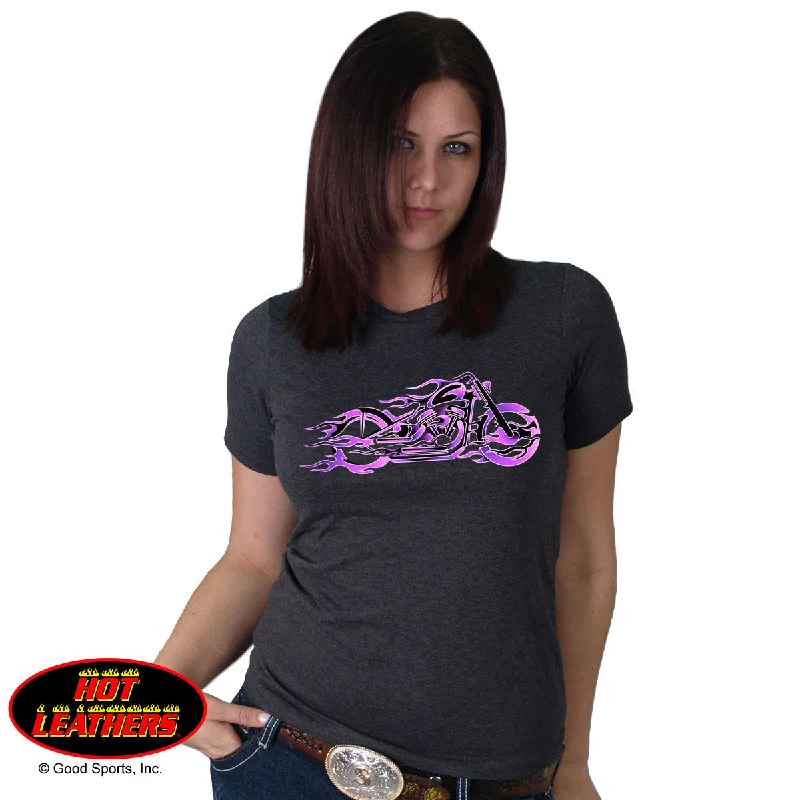 Pink and Purple Fire Bobber Full Cut Motorcycle Shirt Chenille Blend Fleece Blend Nylon Blend