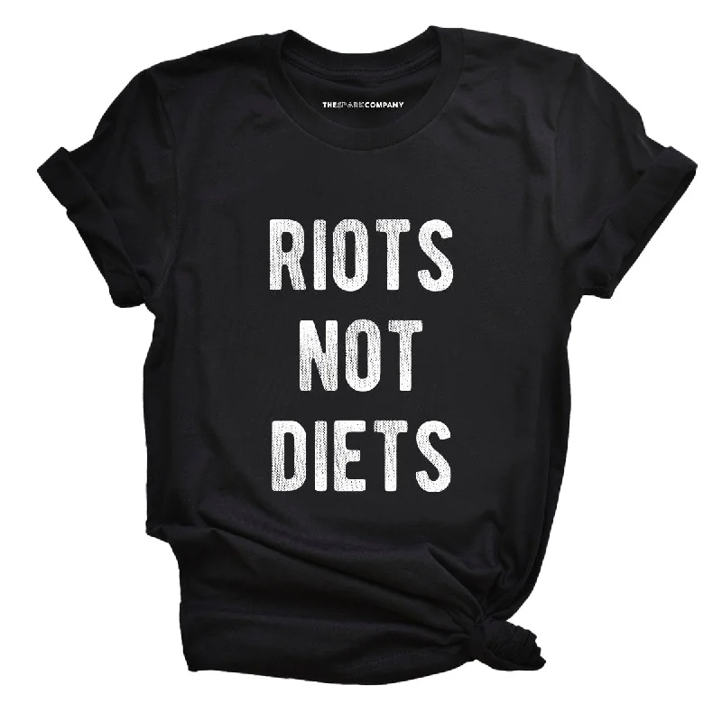 Riots Not Diets Feminist T-Shirt Boxy Fit Fitted Loose