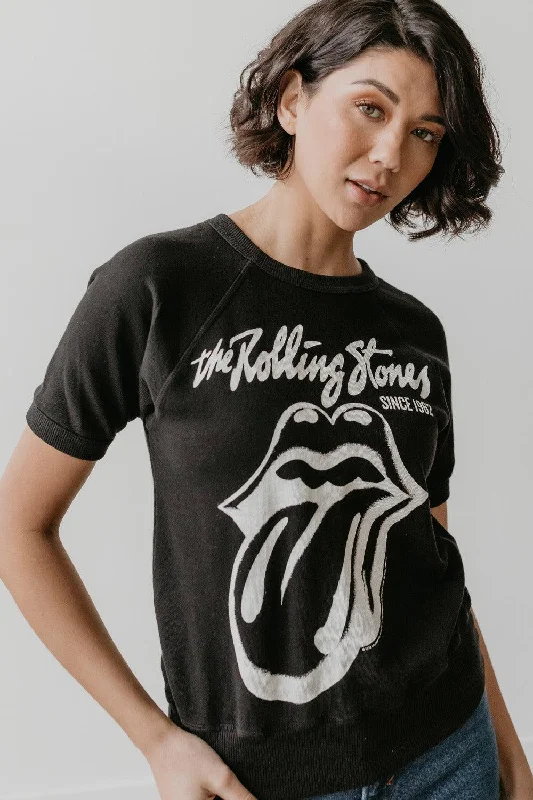 Rolling Stones Black Raglan Tee Fitted T-Shirt Seamless Stretchy