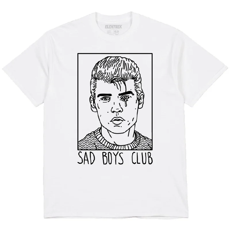 Sad Boys Club (Johnny Depp) - White T-Shirt Houndstooth Herringbone Solid