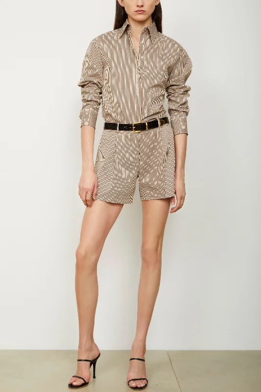 The Phillippa Shirtdress in Chocolate Stripe Modern Contemporary Chic