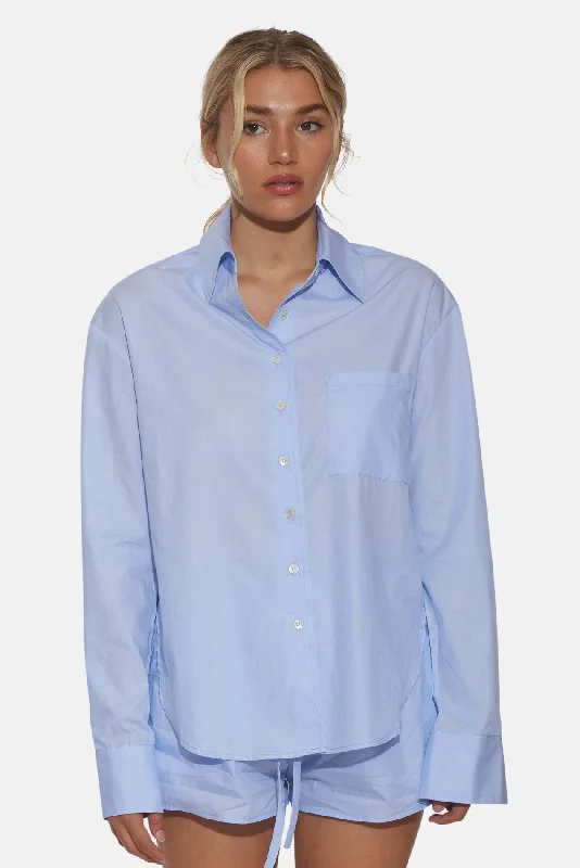 Lily Poplin Boyfriend Shirt Chambray Chenille Brocade Lace