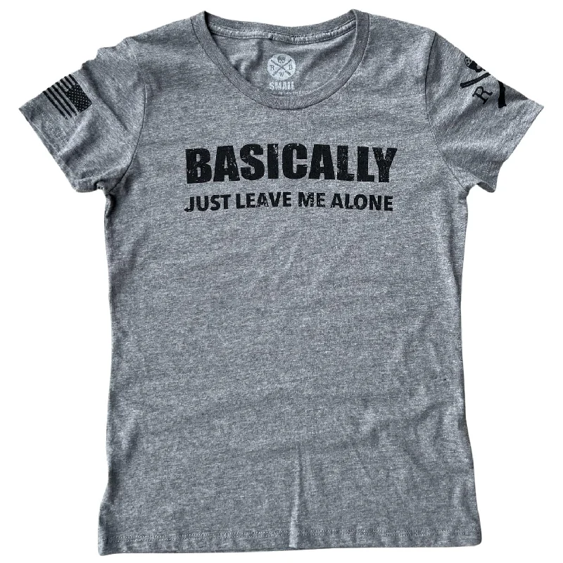 Just Leave Me Alone Fitted Tee | Made in USA Asymmetrical Pockets Print