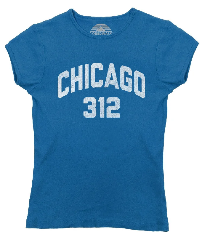 Women's Chicago 312 Area Code T-Shirt Notch Collar Peter Pan Collar Cowl Neck