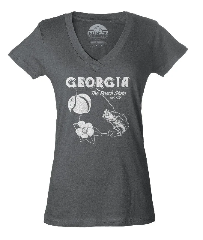 Women's Georgia Vneck T-Shirt Fashionable Trendy Casual