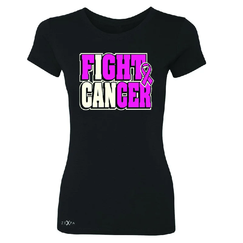 Zexpa Apparel™ Fight Cancer I CAN Women's T-shirt Breast Cancer Tee Satin Blend Silk Blend Wool Blend